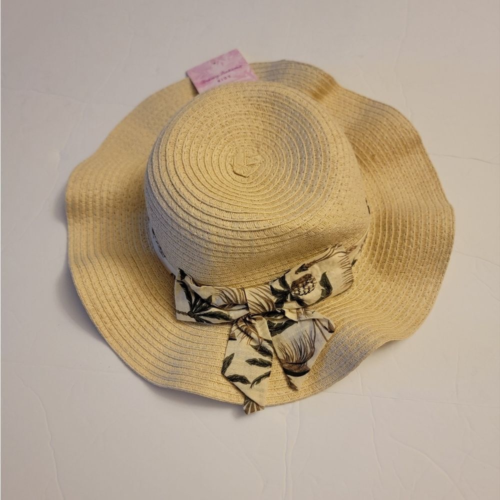 👒 Tommy Bahama Woven Raffia Beach Sun Hat with Bow - Kids Sun Hat